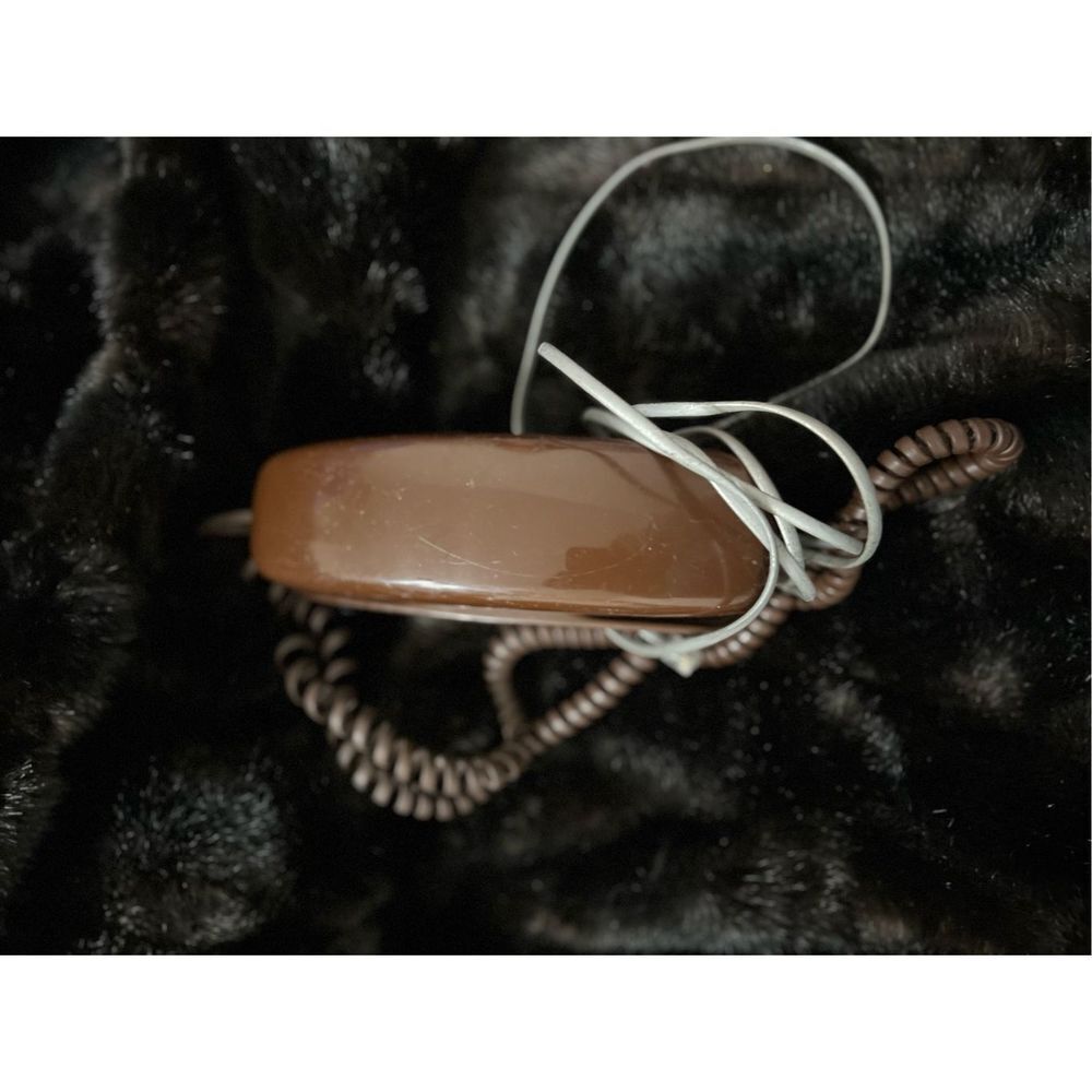 VINTAGE brown 1980s TRIMLINE PUSH BUTTON PHONE Western Electric untested